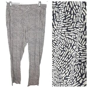 Hanro of switzerland black & white pull on lounge pajama pants pockets sz medium